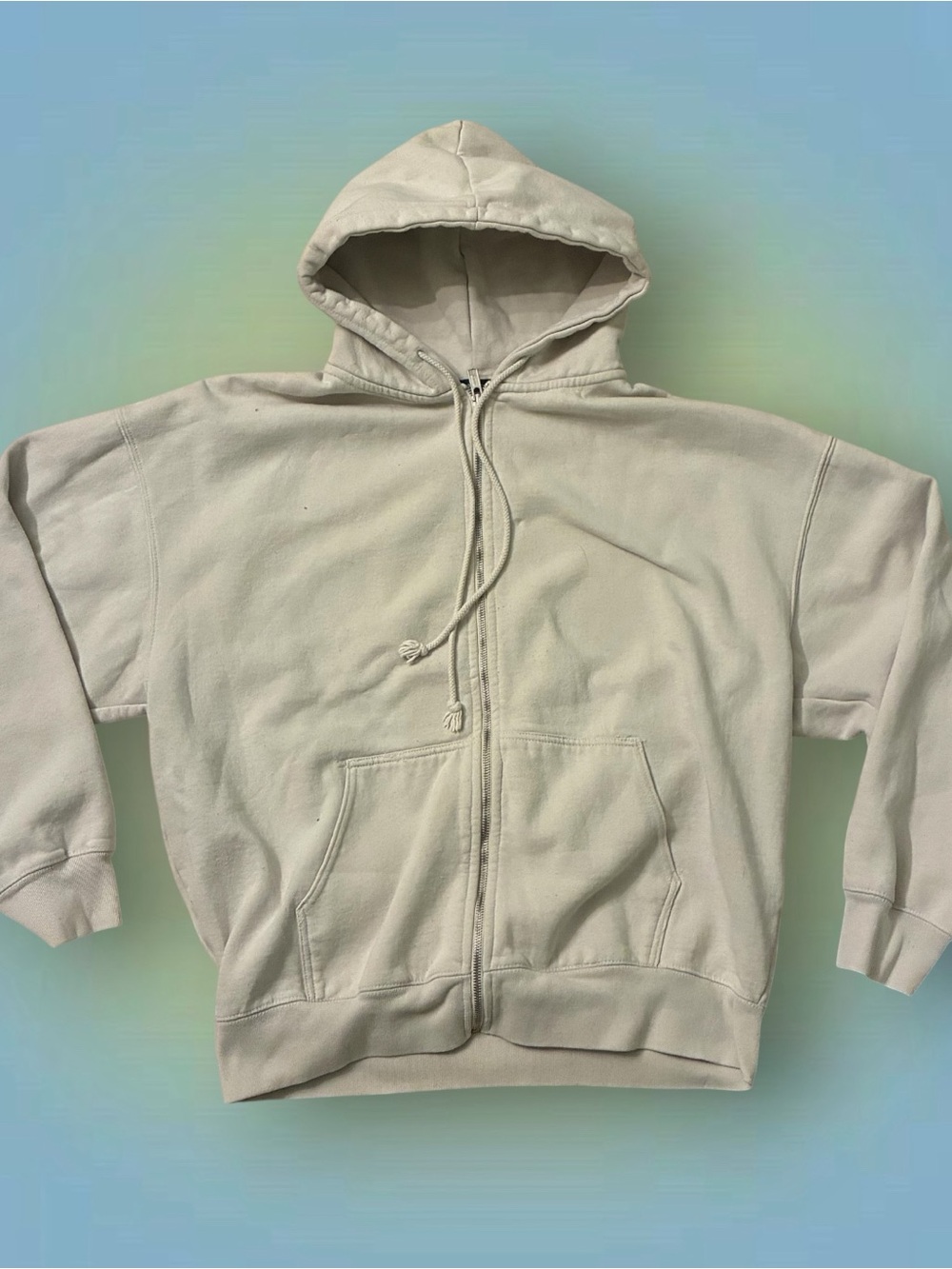 Brandy Melville Cream Zip-Up Hoodie